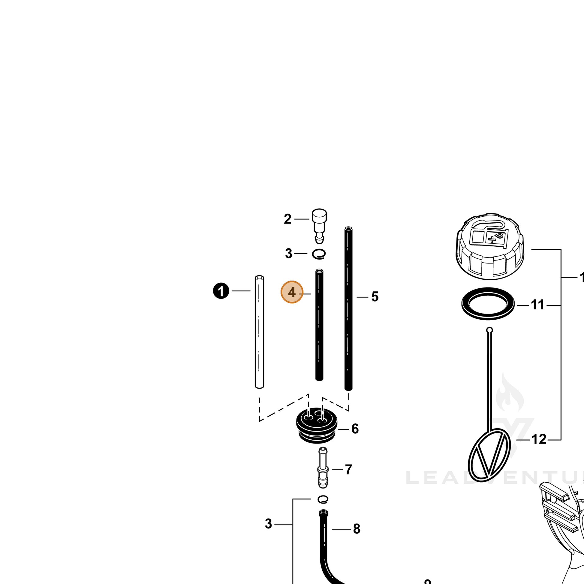 ECHO part V471005251 — IPL diagram snippet (6x zoom, amber highlight)