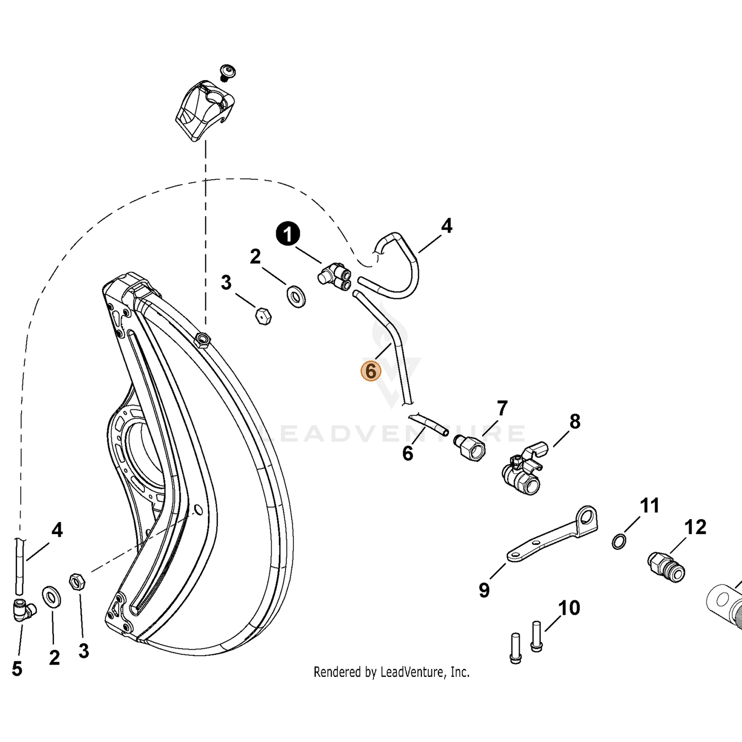 ECHO part V471005380 — IPL diagram snippet (6x zoom, amber highlight)