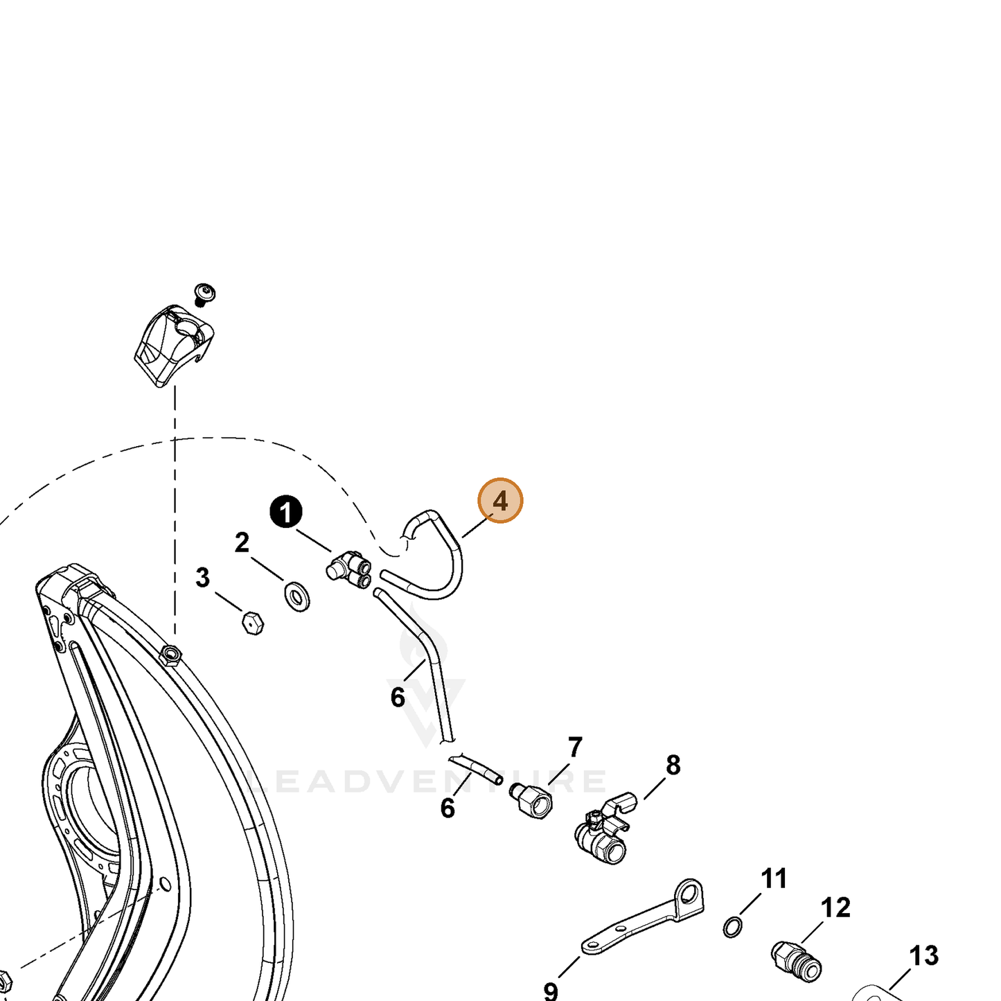 ECHO part V471005391 — IPL diagram snippet (6x zoom, amber highlight)