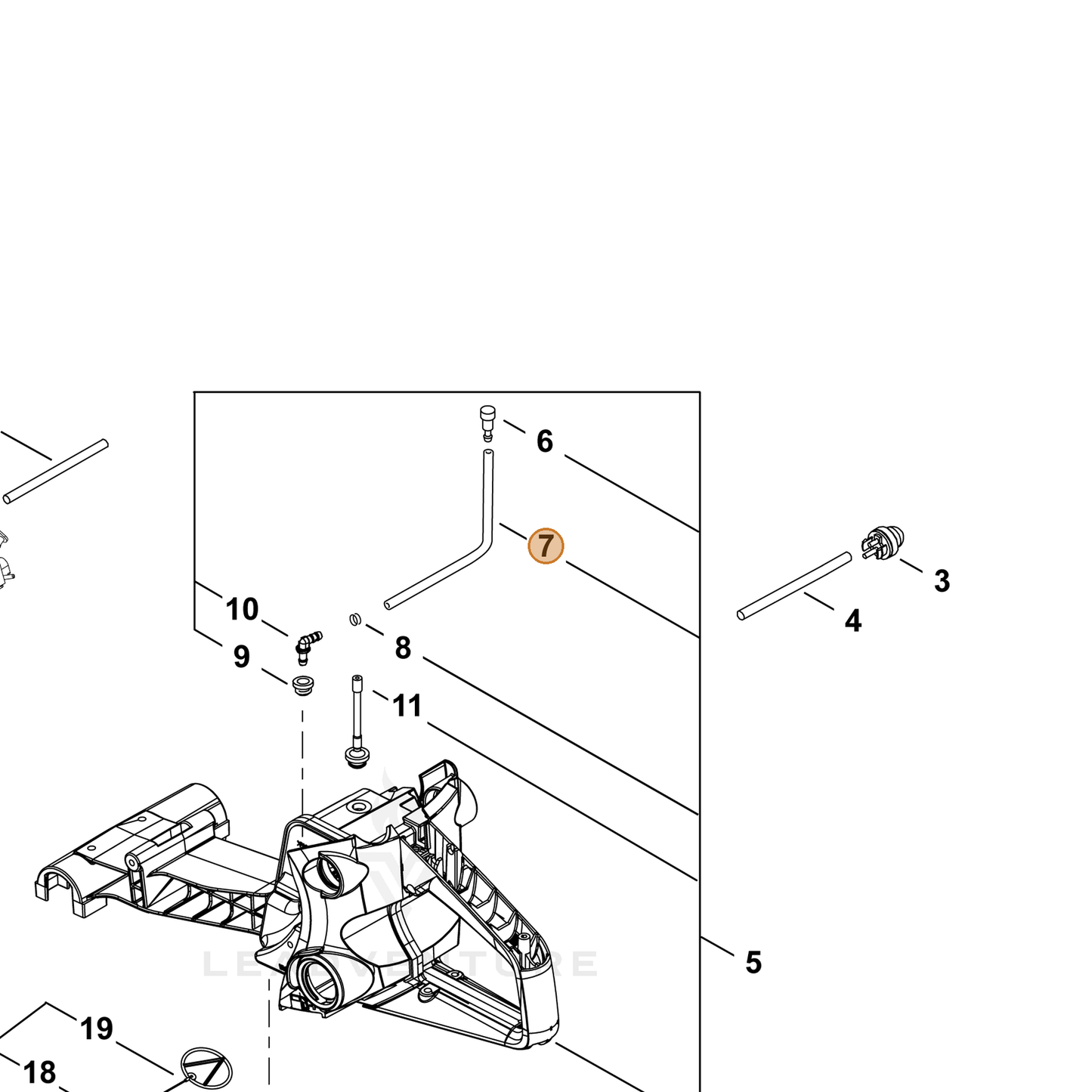 ECHO part V471005401 — IPL diagram snippet (6x zoom, amber highlight)