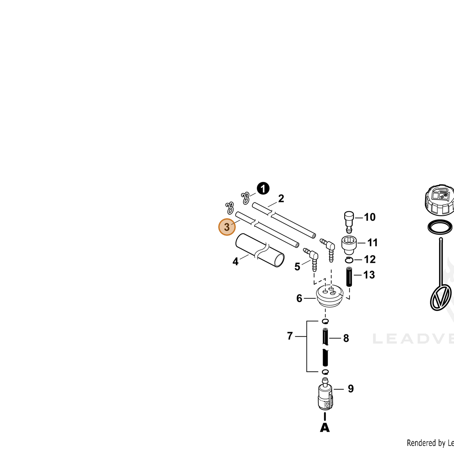 ECHO part V471005411 — IPL diagram snippet (6x zoom, amber highlight)