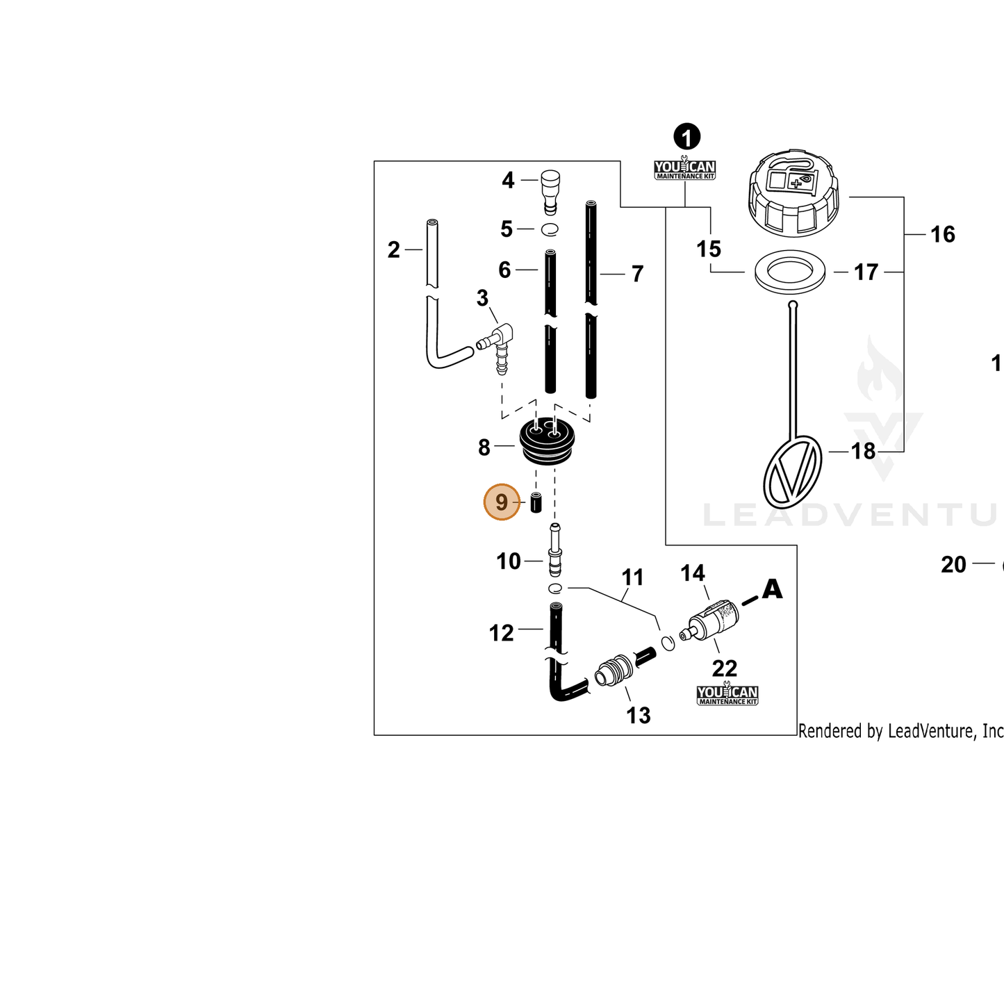 ECHO part V471005440 — IPL diagram snippet (6x zoom, amber highlight)
