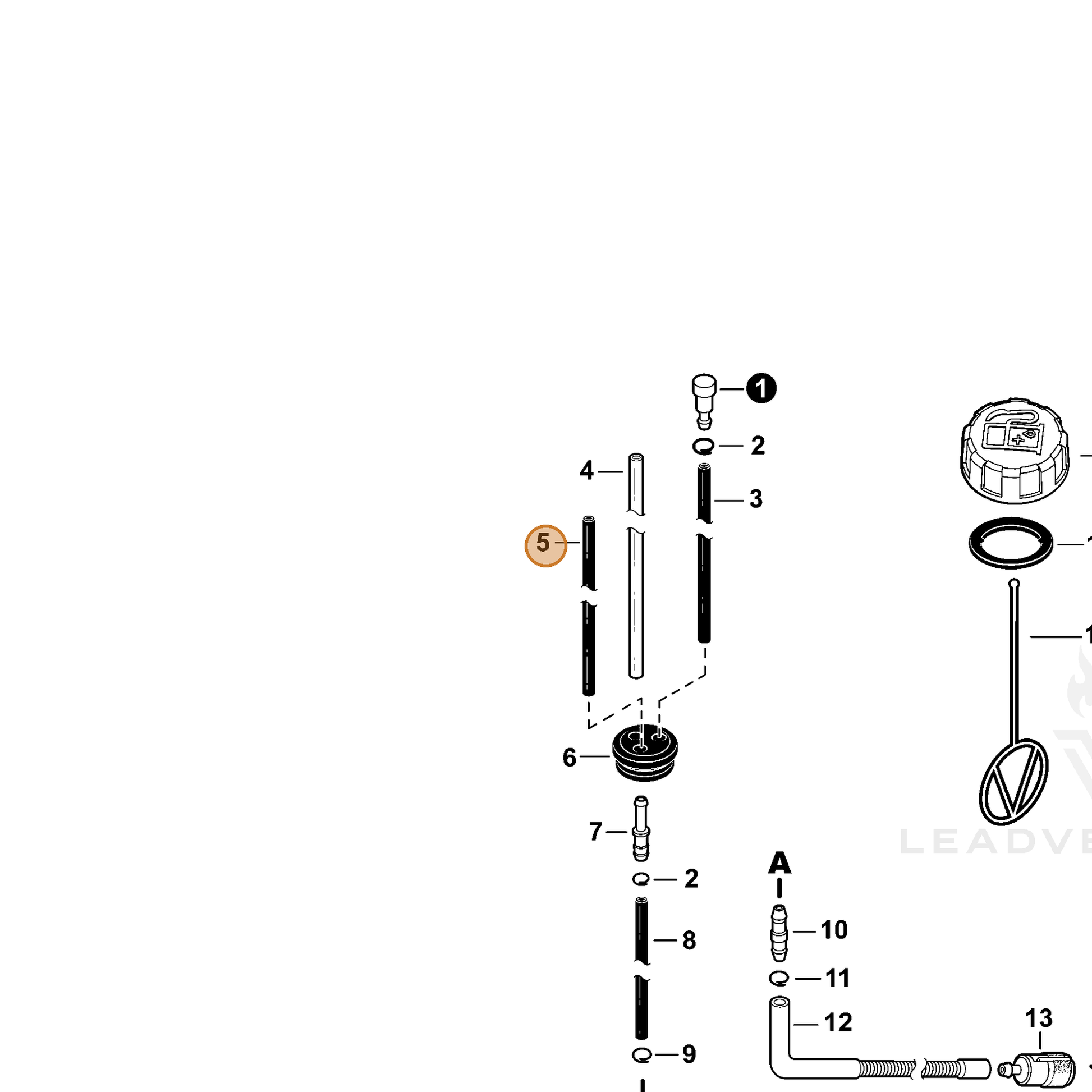 ECHO part V471005580 — IPL diagram snippet (6x zoom, amber highlight)