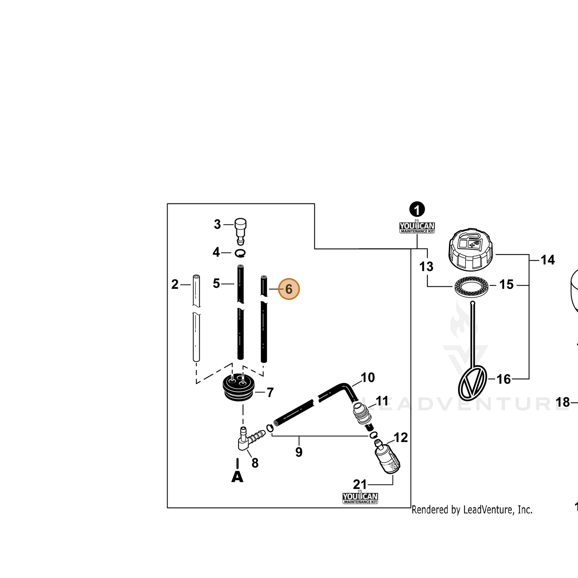 ECHO part V471005610 — IPL diagram snippet (6x zoom, amber highlight)
