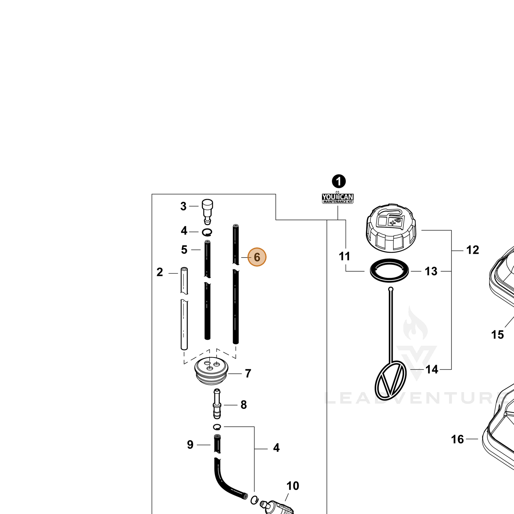ECHO part V471005630 — IPL diagram snippet (6x zoom, amber highlight)