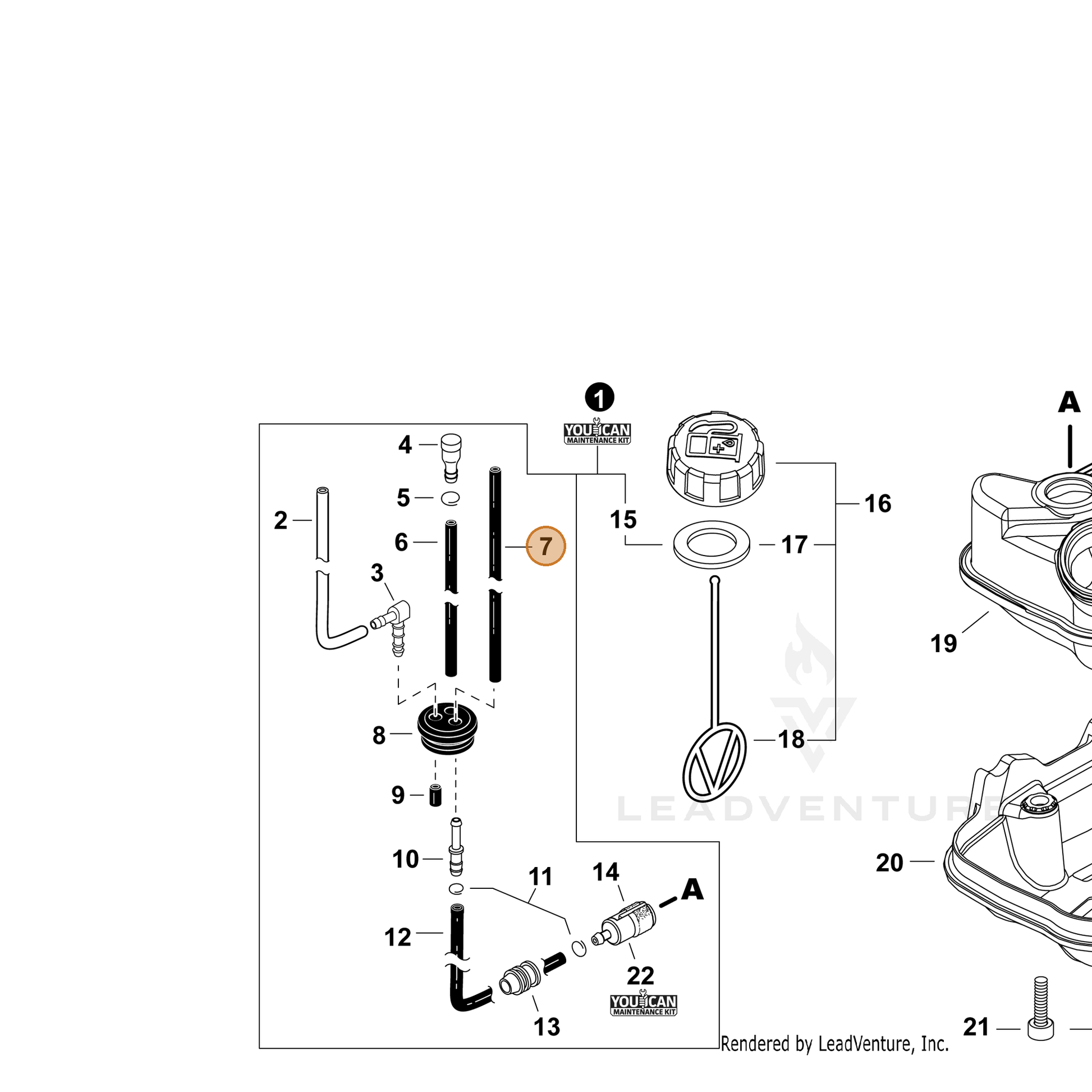 ECHO part V471005640 — IPL diagram snippet (6x zoom, amber highlight)