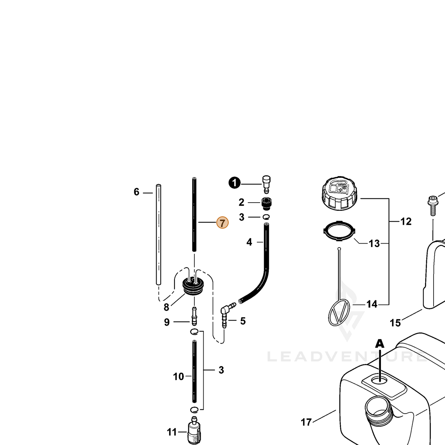 ECHO part V471005700 — IPL diagram snippet (6x zoom, amber highlight)