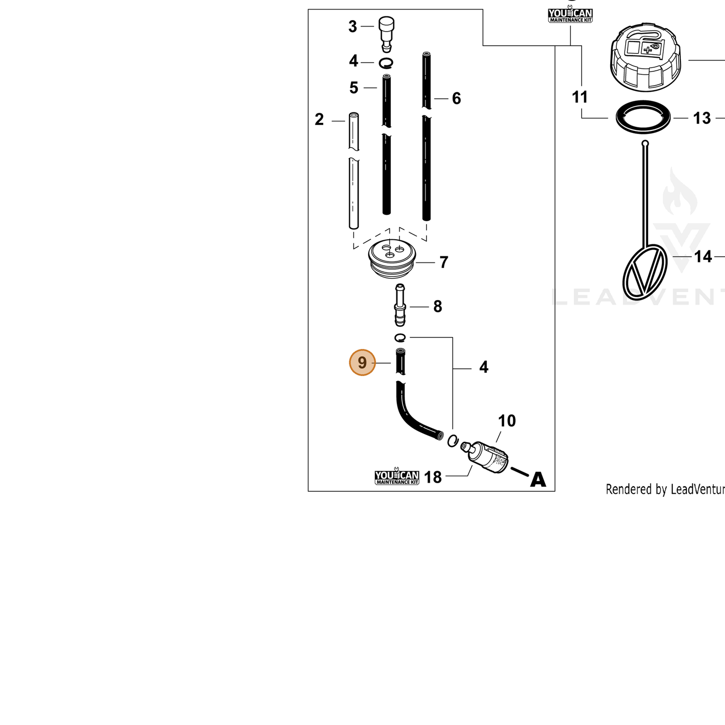 ECHO part V471005840 — IPL diagram snippet (6x zoom, amber highlight)