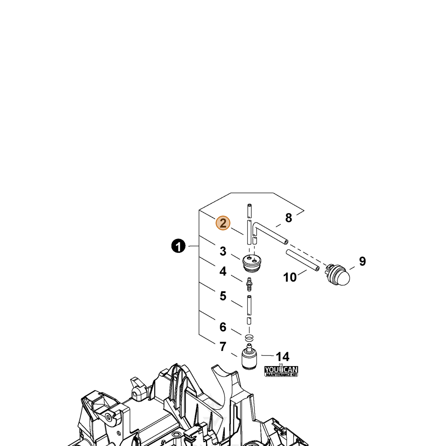 ECHO part V471005860 — IPL diagram snippet (6x zoom, amber highlight)