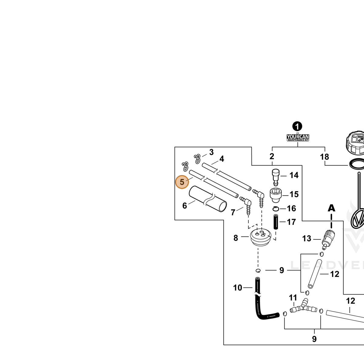 Echo part V471006040 — IPL diagram snippet (6x zoom, amber highlight)