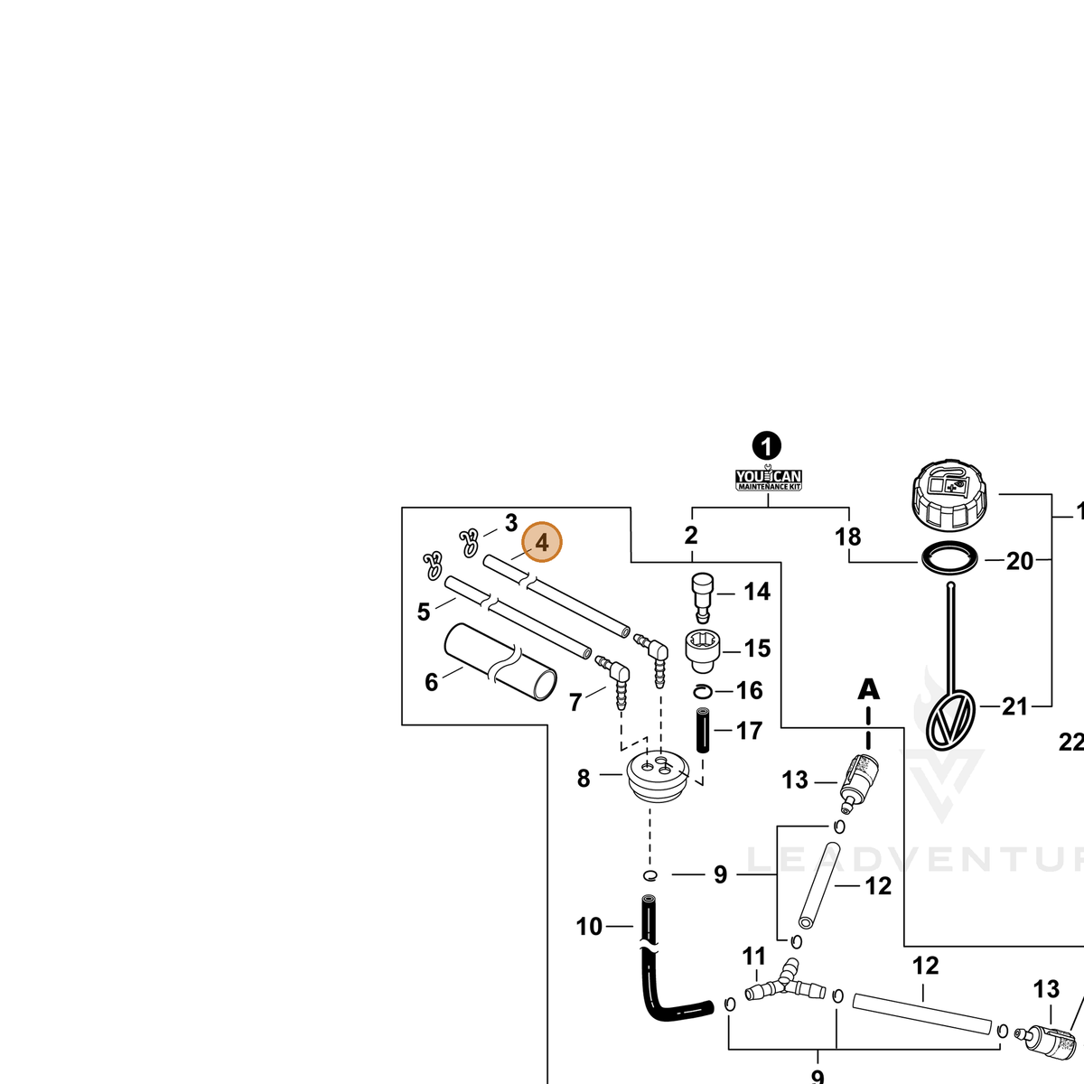 Echo part V471006050 — IPL diagram snippet (6x zoom, amber highlight)