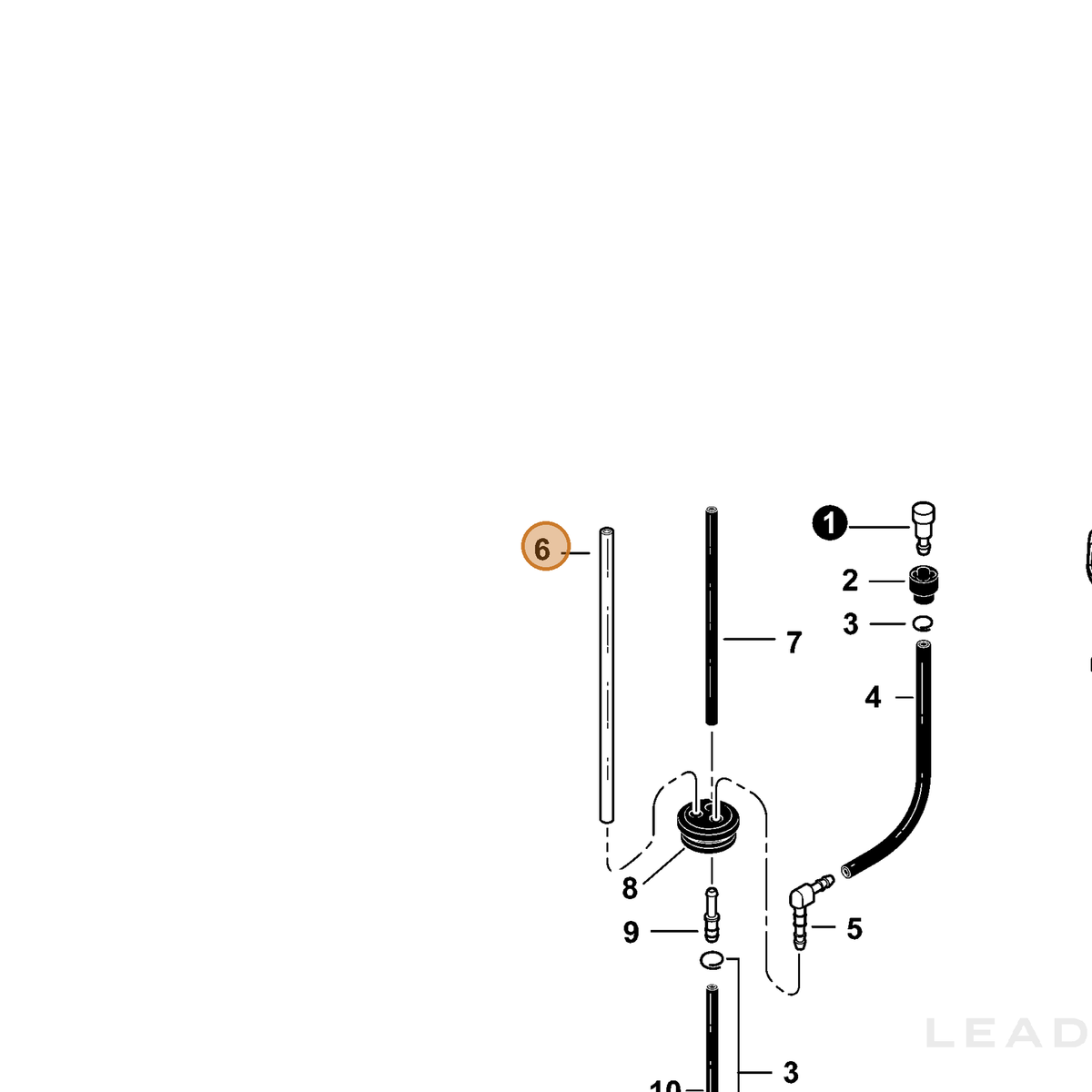 Echo part V471006090 — IPL diagram snippet (6x zoom, amber highlight)