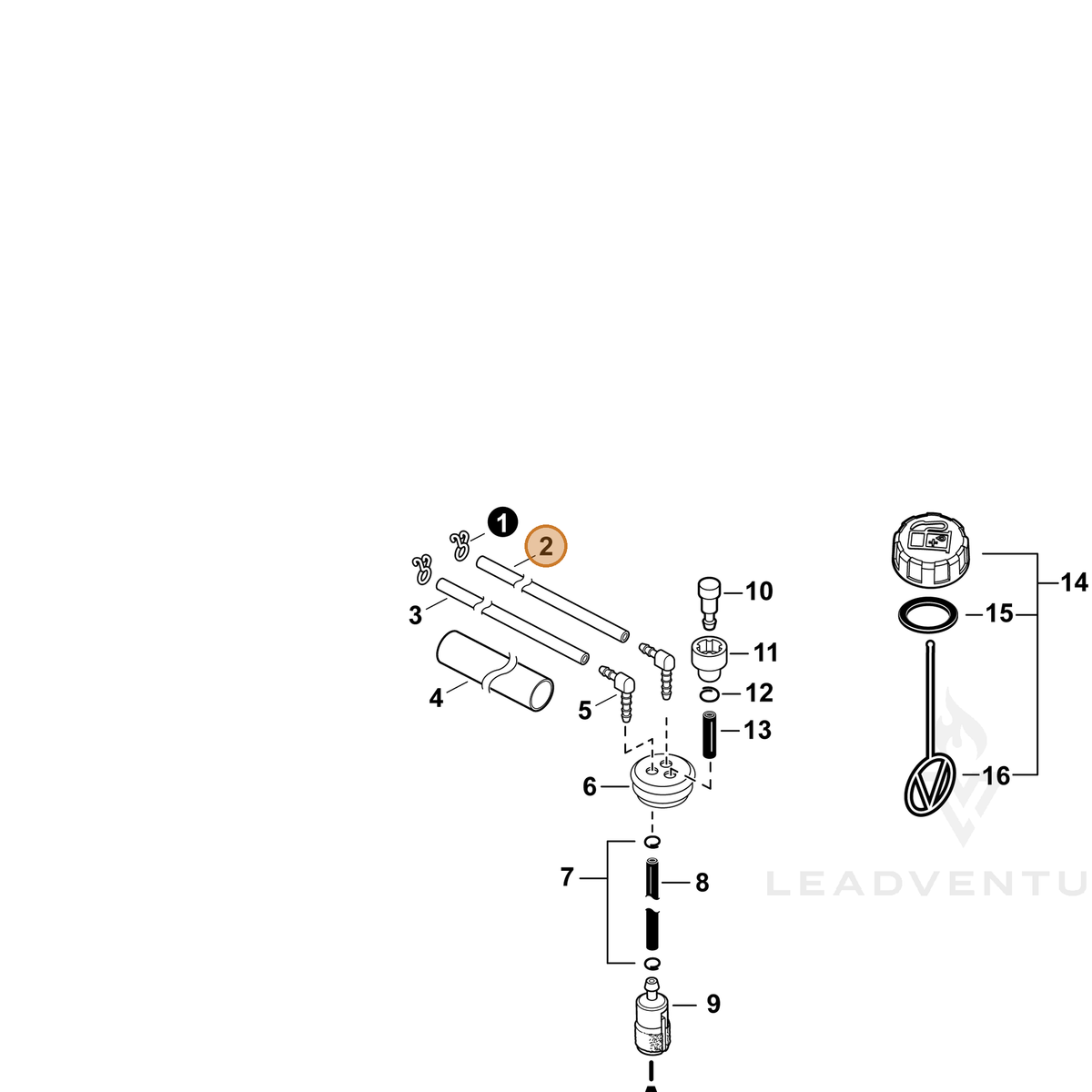 Echo part V471006110 — IPL diagram snippet (6x zoom, amber highlight)