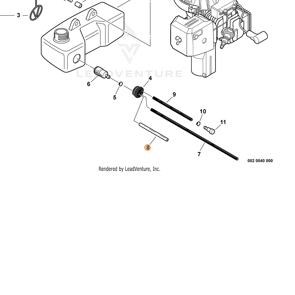 Echo part V471006130 — IPL diagram snippet (6x zoom, amber highlight)