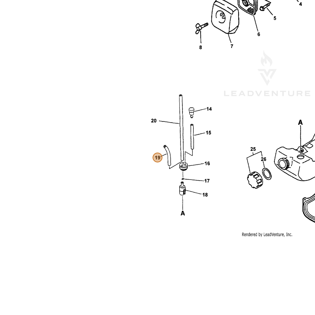 Echo part V471006160 — IPL diagram snippet (6x zoom, amber highlight)