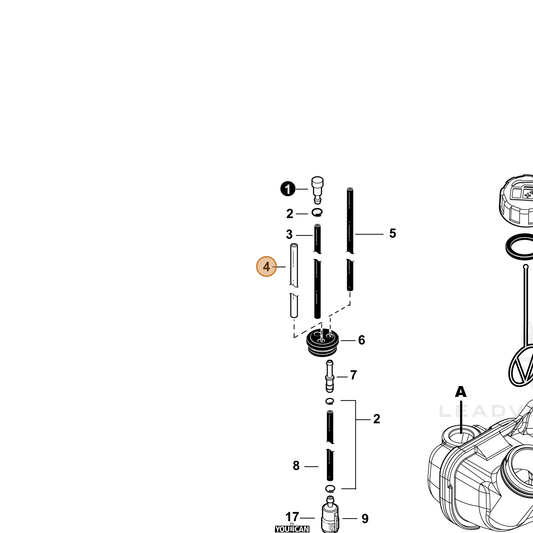 Echo part V471006190 — IPL diagram snippet (6x zoom, amber highlight)