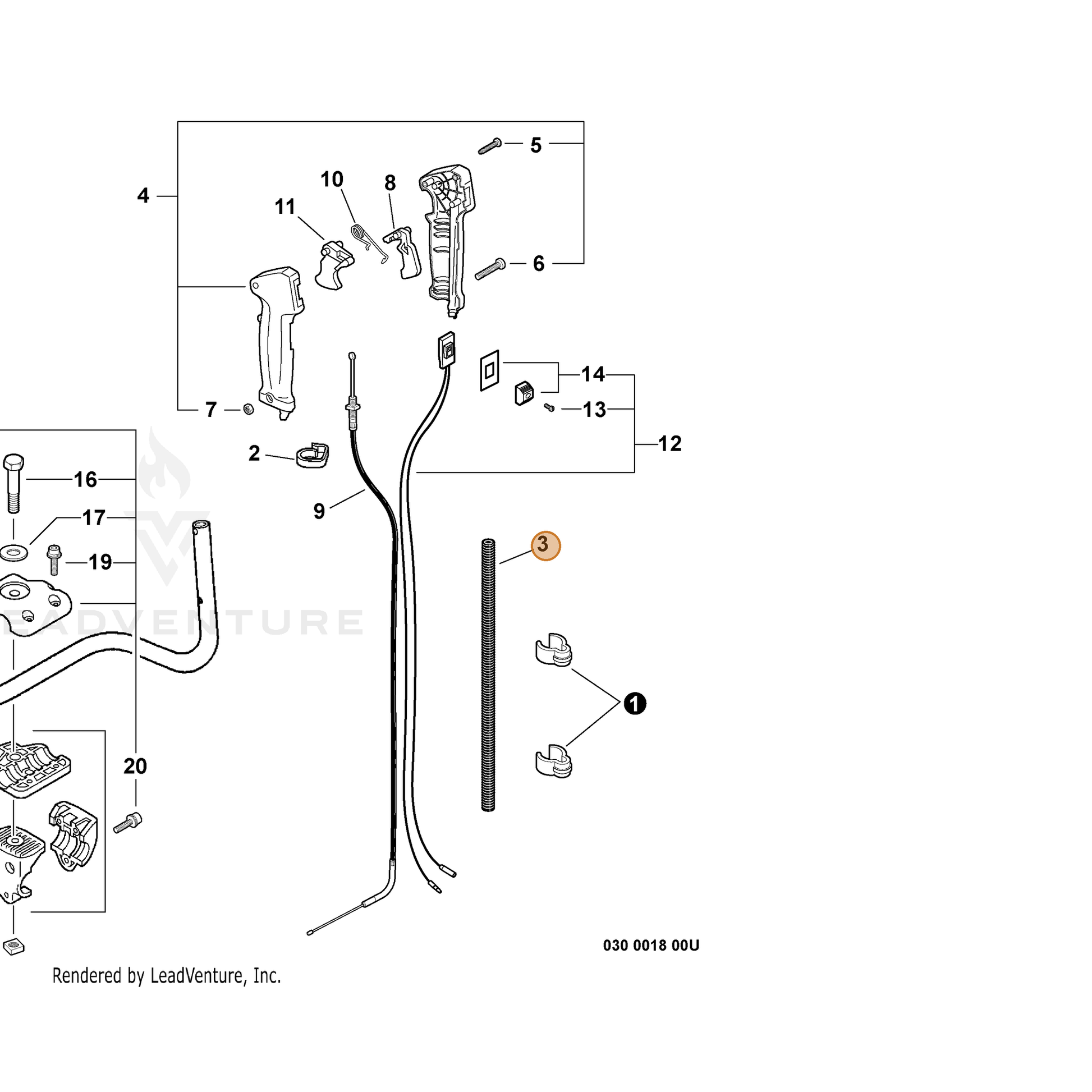 ECHO part V475000000 — IPL diagram snippet (6x zoom, amber highlight)