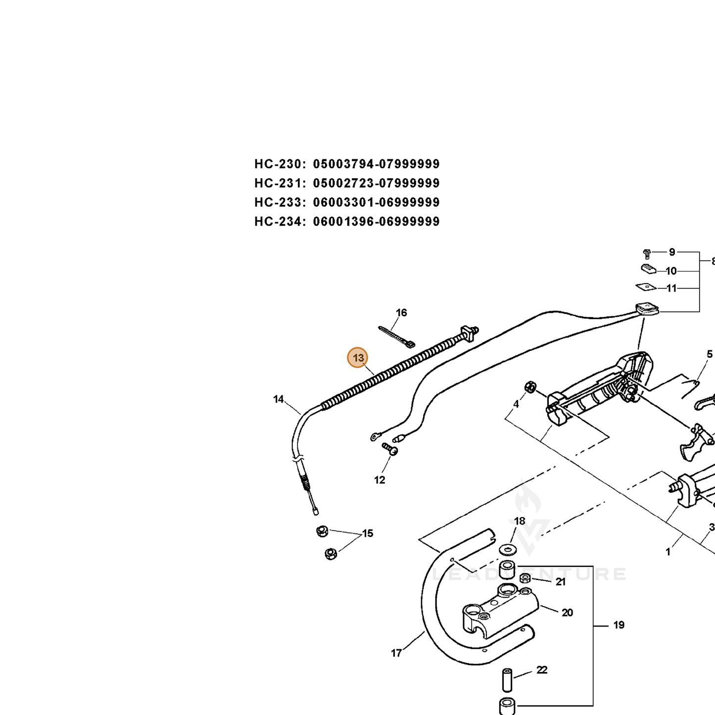 ECHO part V475000840 — IPL diagram snippet (6x zoom, amber highlight)