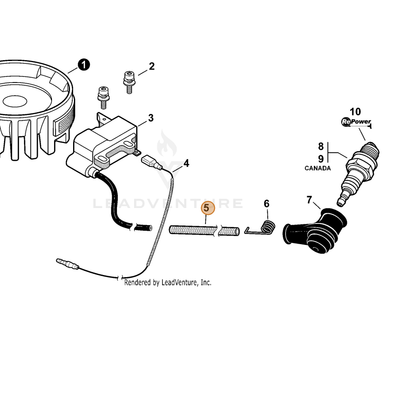 ECHO part V475001610 — IPL diagram snippet (6x zoom, amber highlight)