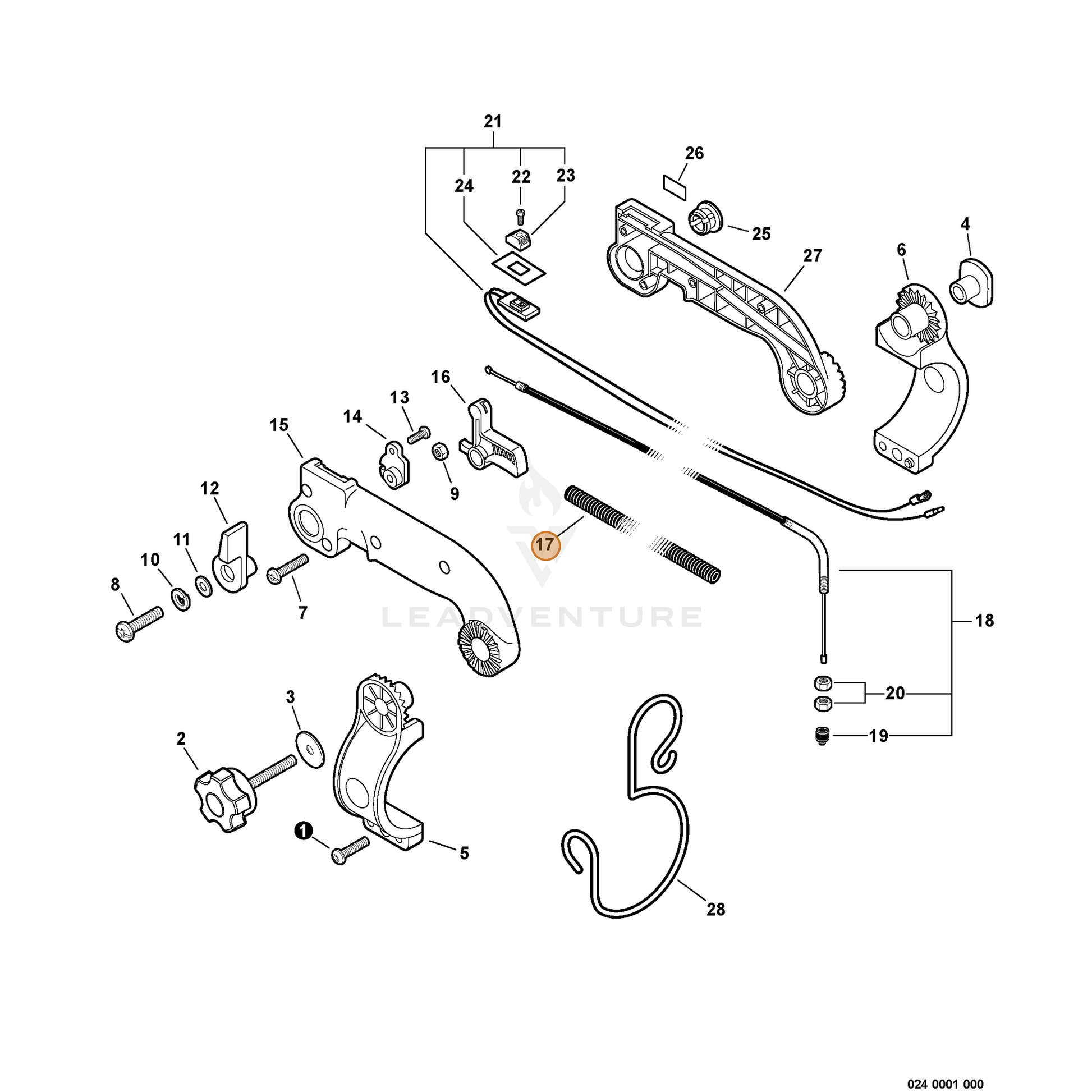 ECHO part V475002100 — IPL diagram snippet (6x zoom, amber highlight)