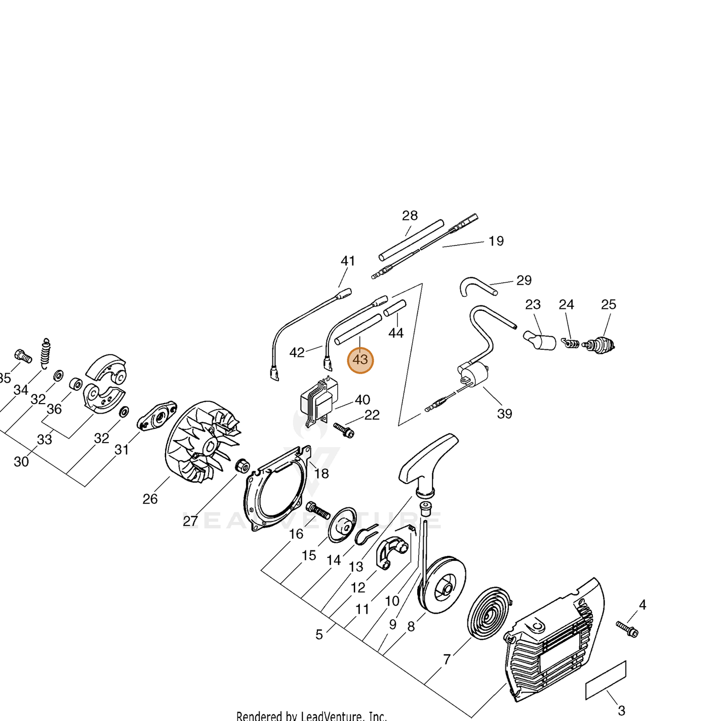 ECHO part V475003570 — IPL diagram snippet (6x zoom, amber highlight)