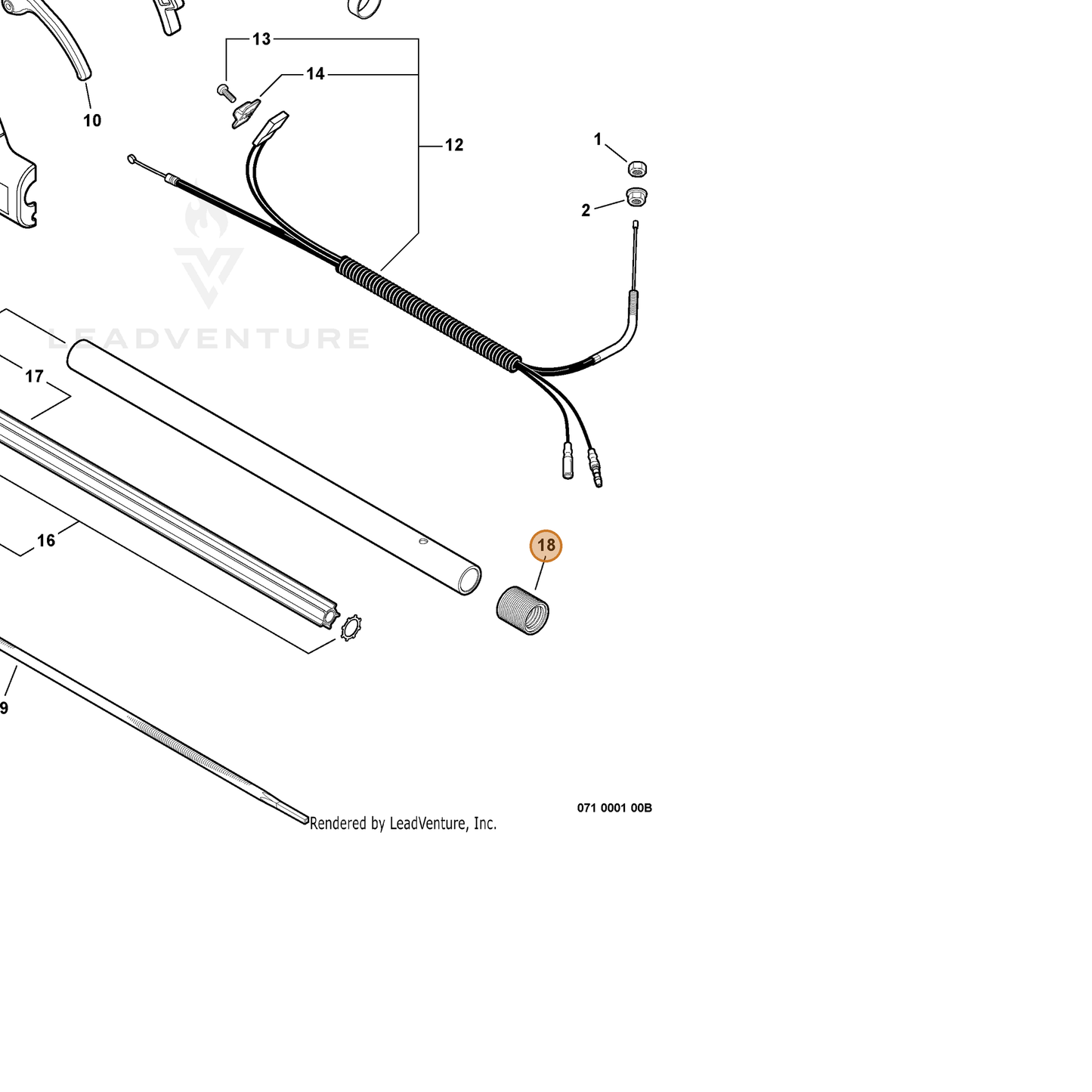 ECHO part V475004000 — IPL diagram snippet (6x zoom, amber highlight)