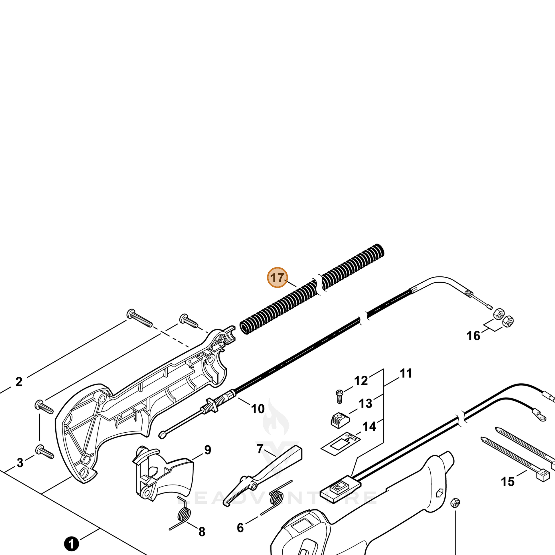 ECHO part V475004360 — IPL diagram snippet (6x zoom, amber highlight)