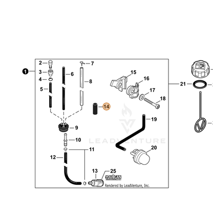 ECHO part V475004401 — IPL diagram snippet (6x zoom, amber highlight)