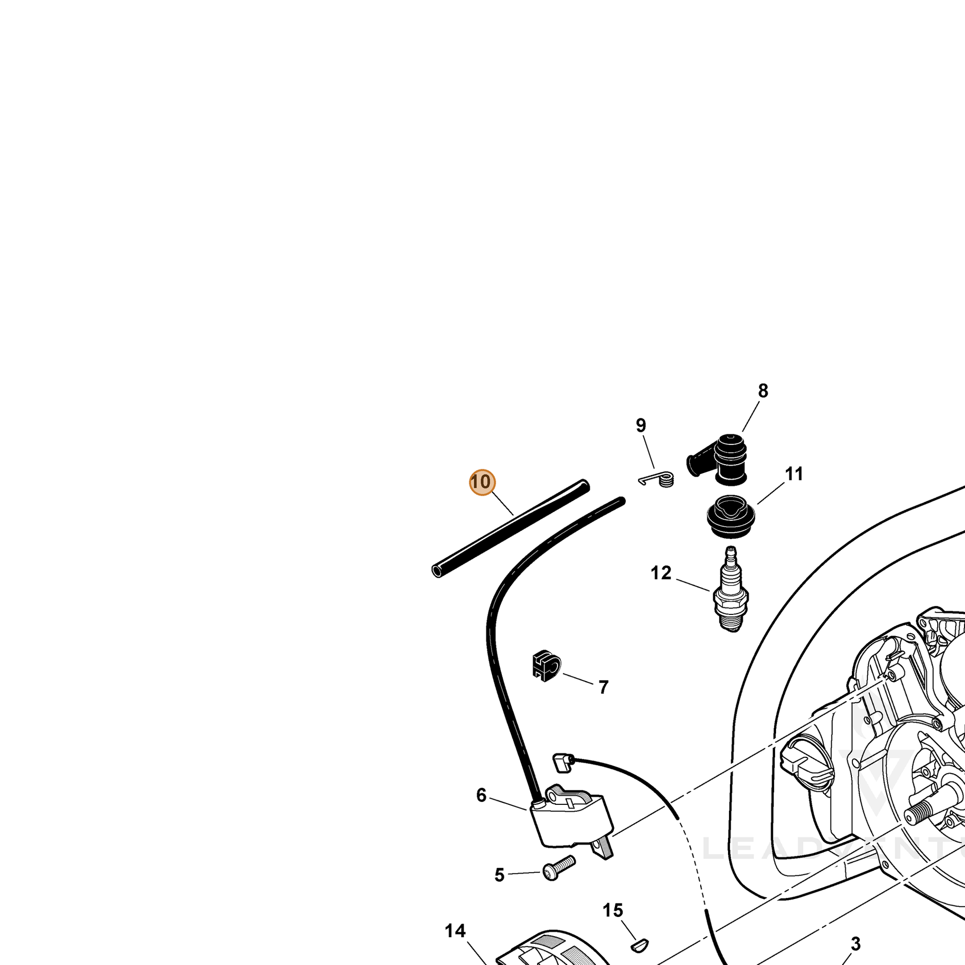 ECHO part V475006660 — IPL diagram snippet (6x zoom, amber highlight)