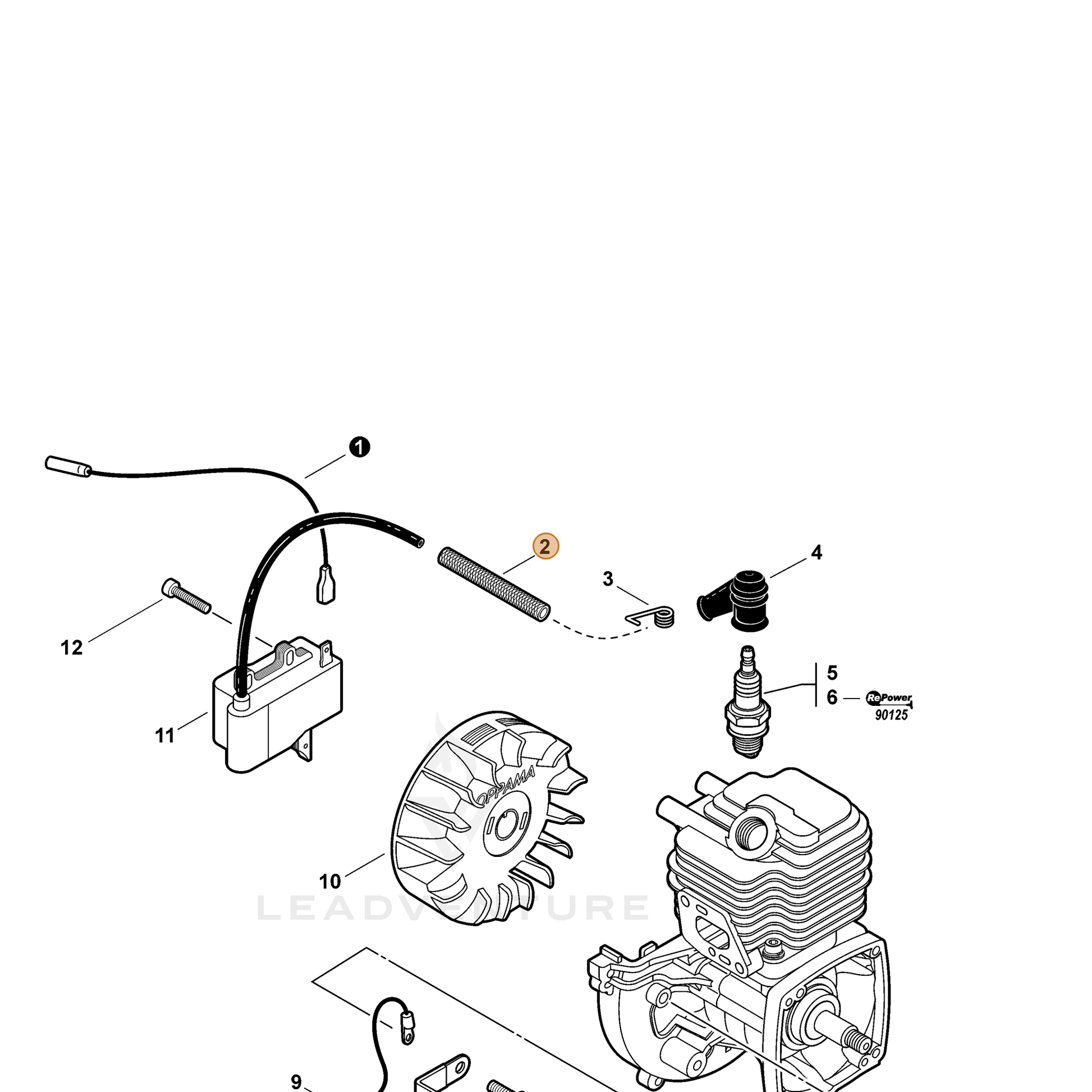 ECHO part V475007200 — IPL diagram snippet (6x zoom, amber highlight)