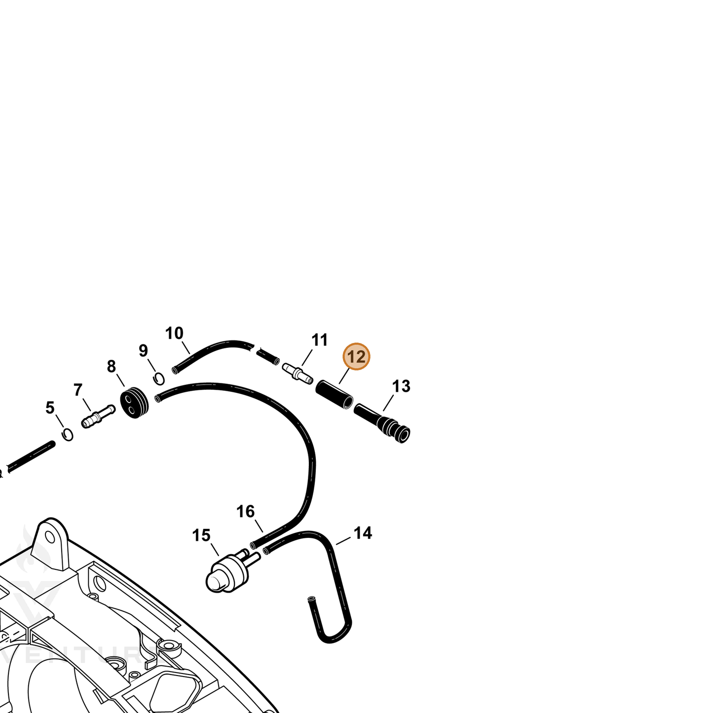 ECHO part V475007371 — IPL diagram snippet (6x zoom, amber highlight)