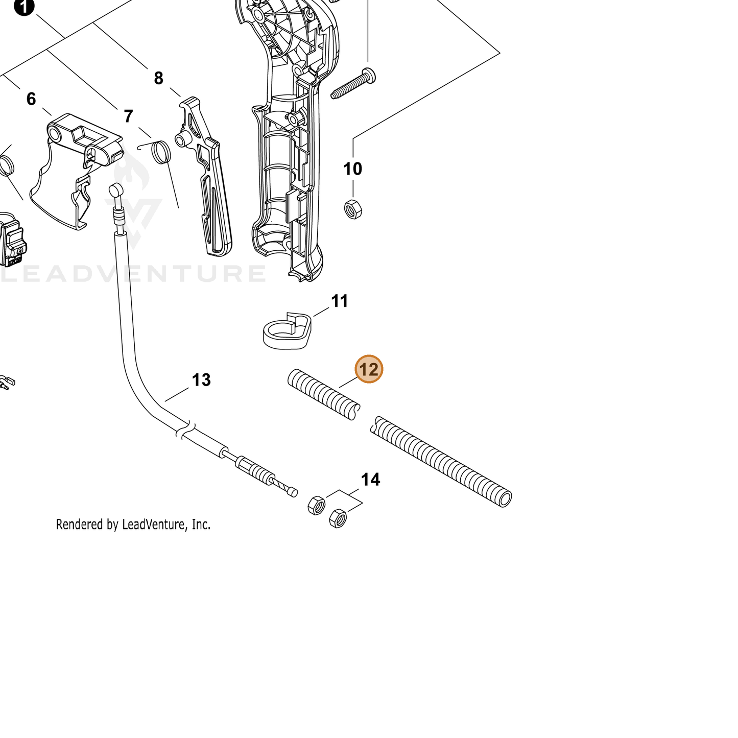 ECHO part V475007760 — IPL diagram snippet (6x zoom, amber highlight)