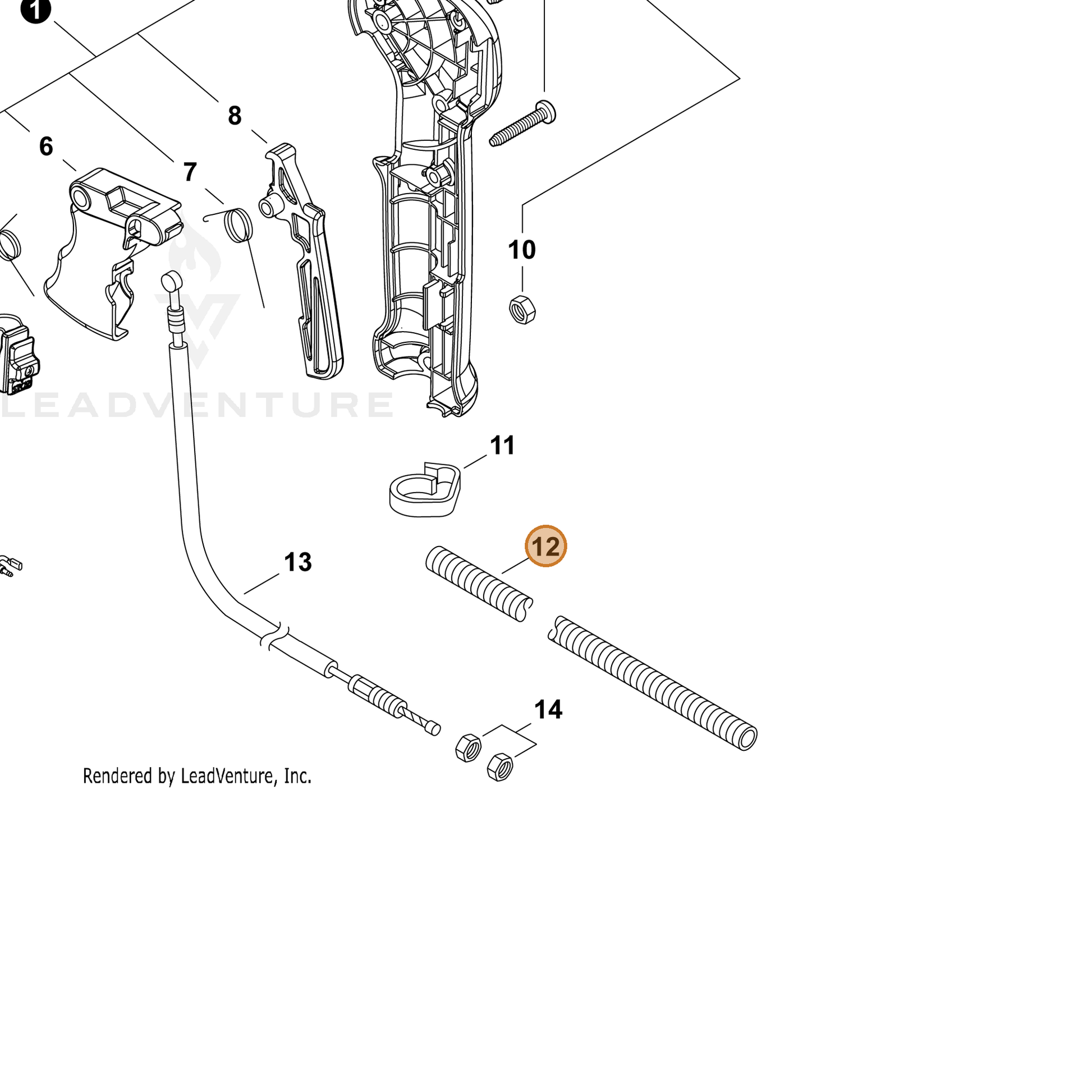 ECHO part V475007760 — IPL diagram snippet (6x zoom, amber highlight)