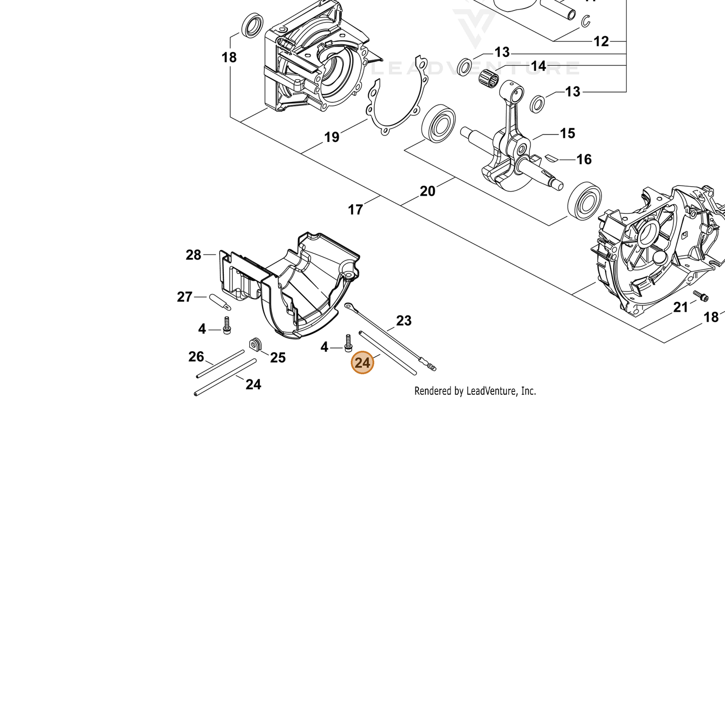ECHO part V475008080 — IPL diagram snippet (6x zoom, amber highlight)