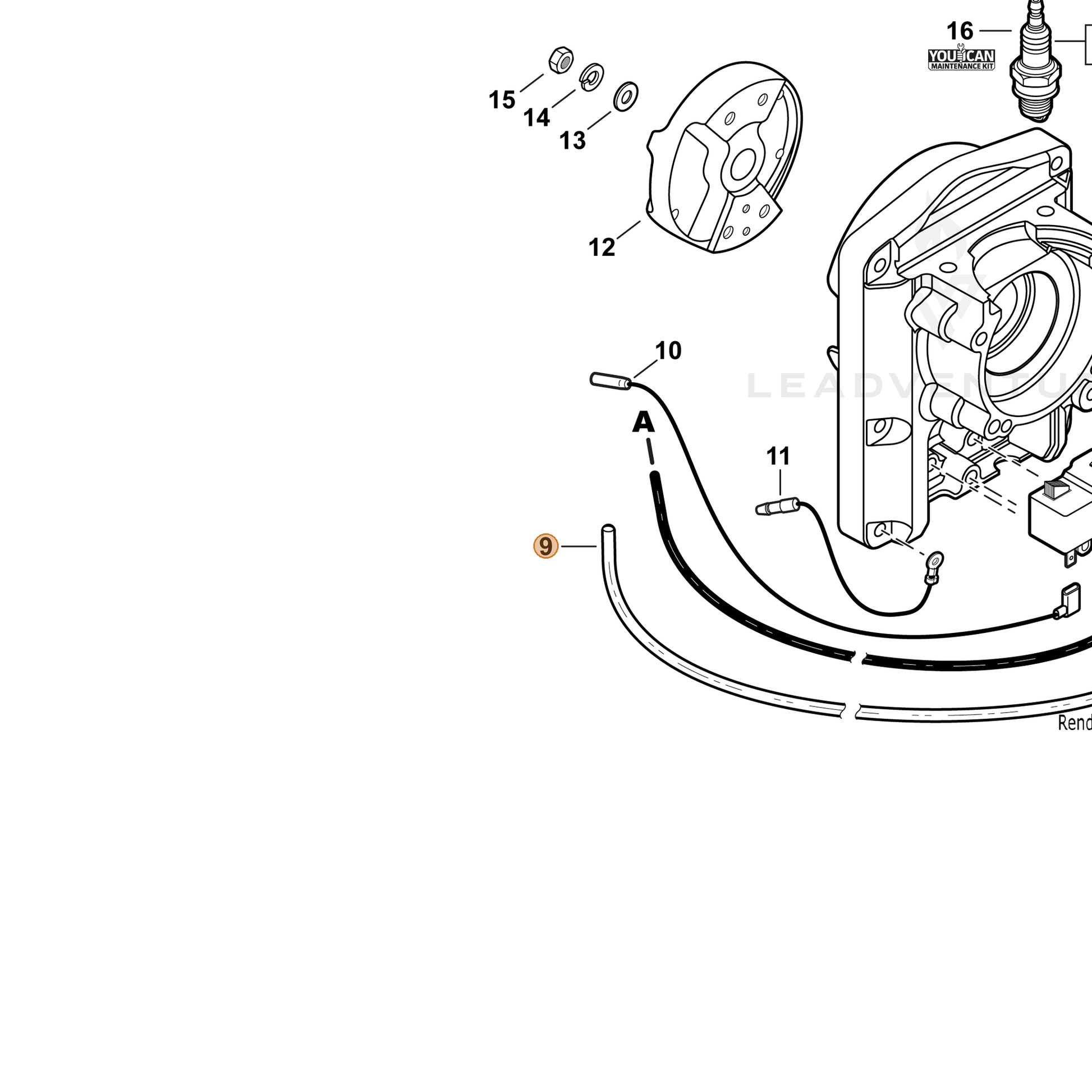 ECHO part V475008320 — IPL diagram snippet (6x zoom, amber highlight)
