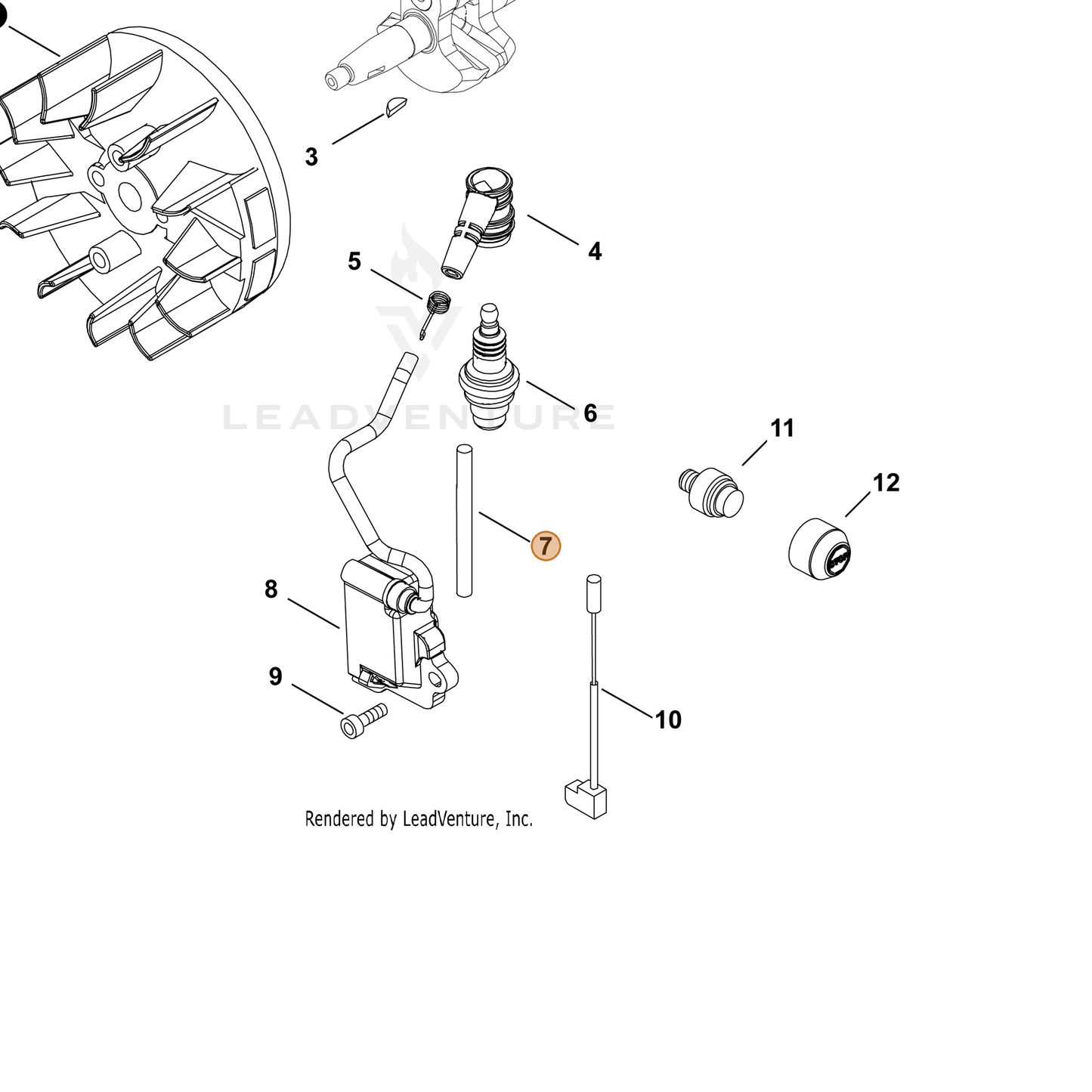 ECHO part V475008680 — IPL diagram snippet (6x zoom, amber highlight)