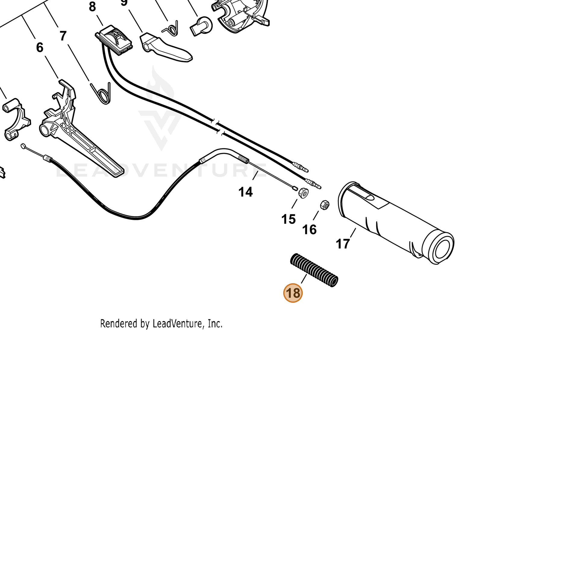 ECHO part V475009230 — IPL diagram snippet (6x zoom, amber highlight)