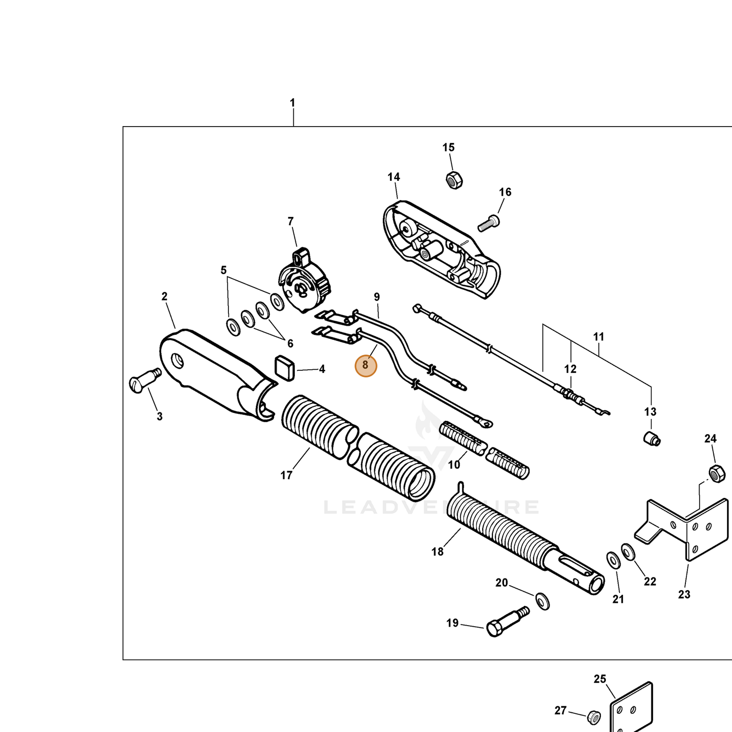 ECHO part V485000072 — IPL diagram snippet (6x zoom, amber highlight)