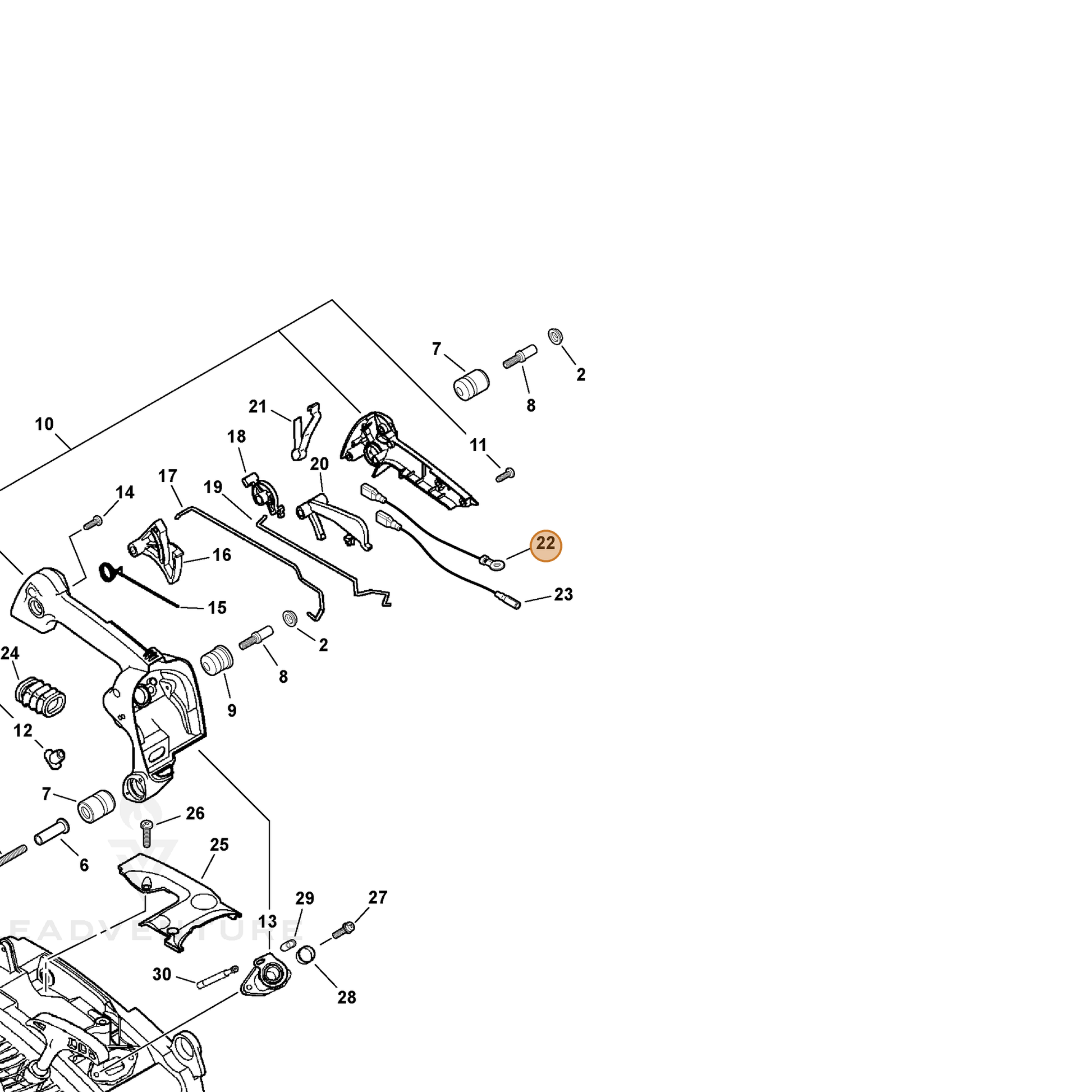 ECHO part V485000340 — IPL diagram snippet (6x zoom, amber highlight)