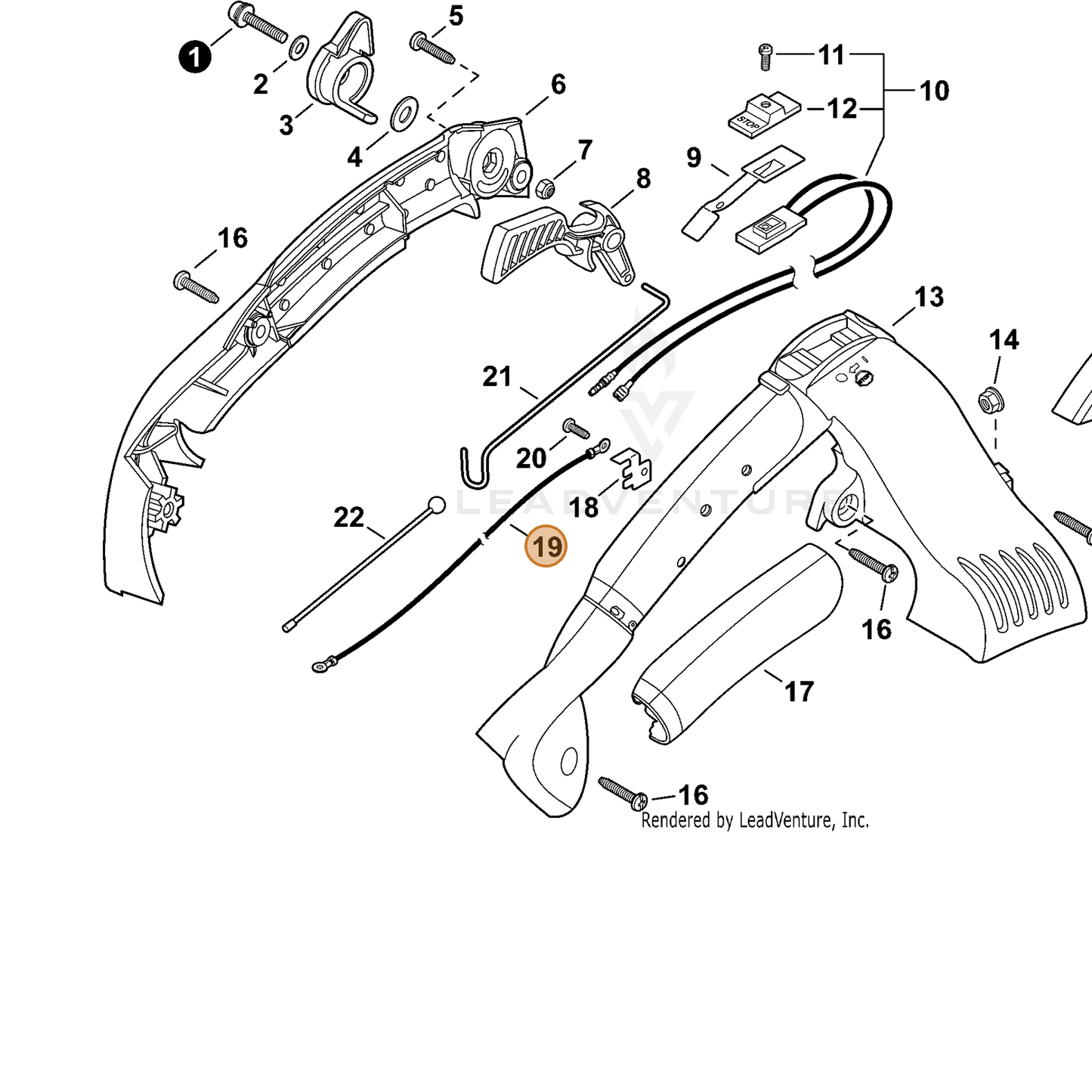 ECHO part V485000370 — IPL diagram snippet (6x zoom, amber highlight)