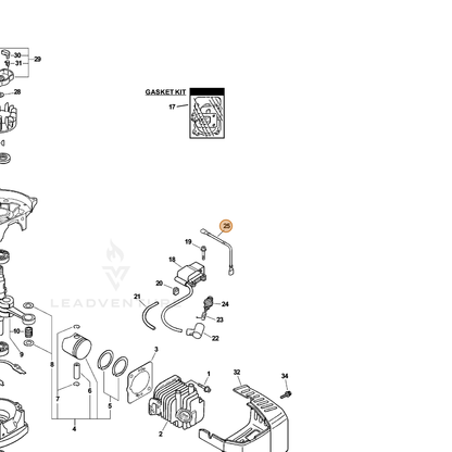 ECHO part V485000450 — IPL diagram snippet (6x zoom, amber highlight)