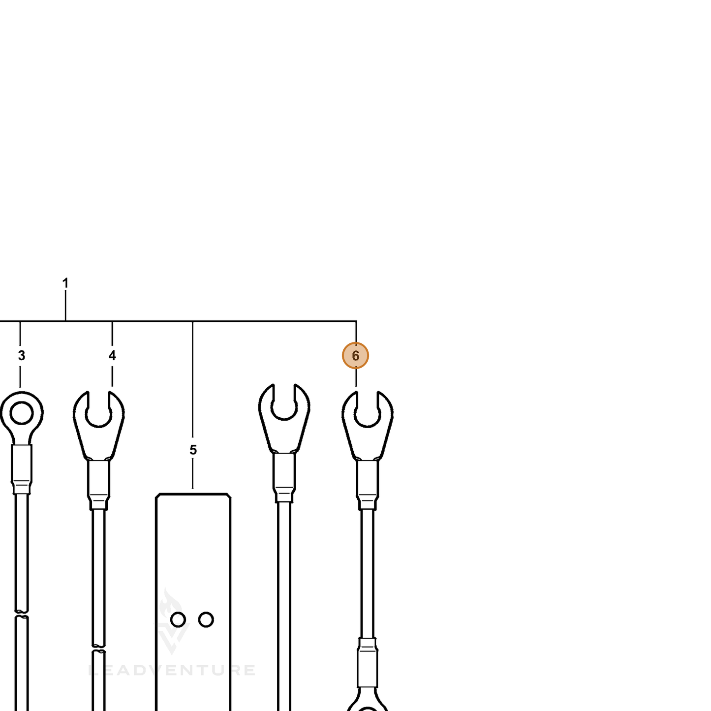 ECHO part V485000490 — IPL diagram snippet (6x zoom, amber highlight)
