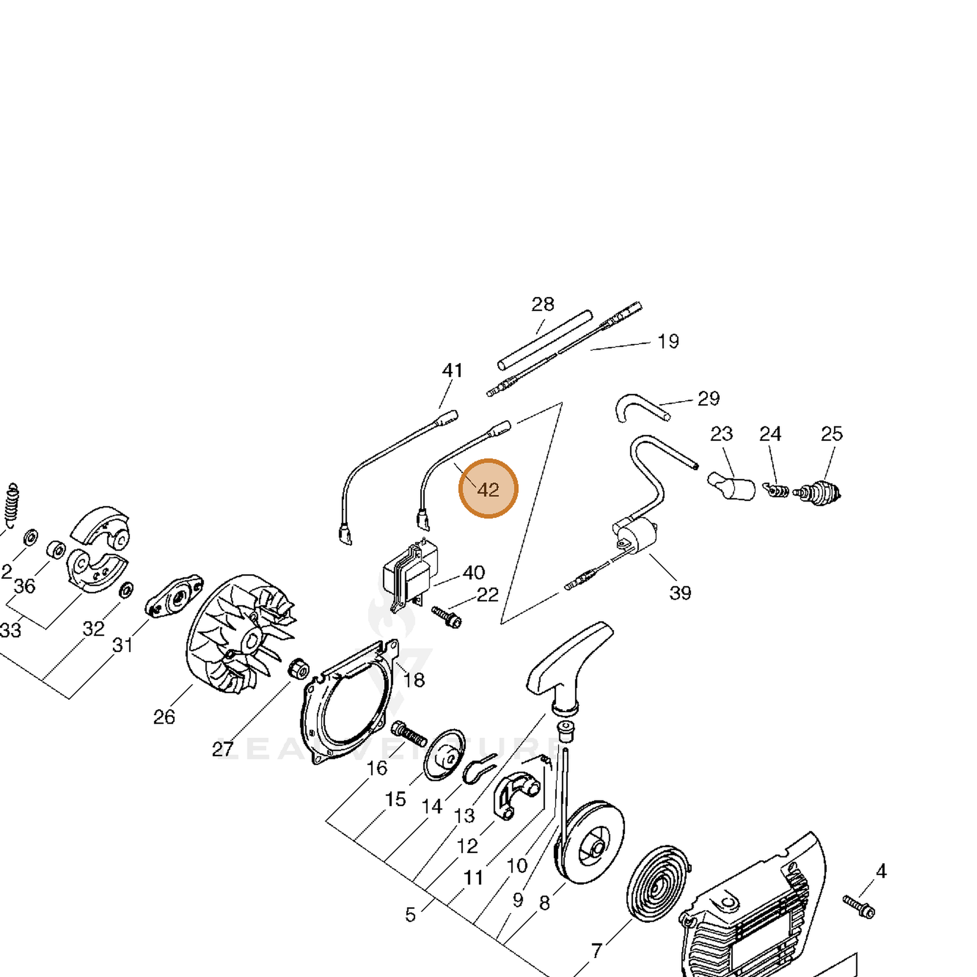 ECHO part V485000510 — IPL diagram snippet (6x zoom, amber highlight)