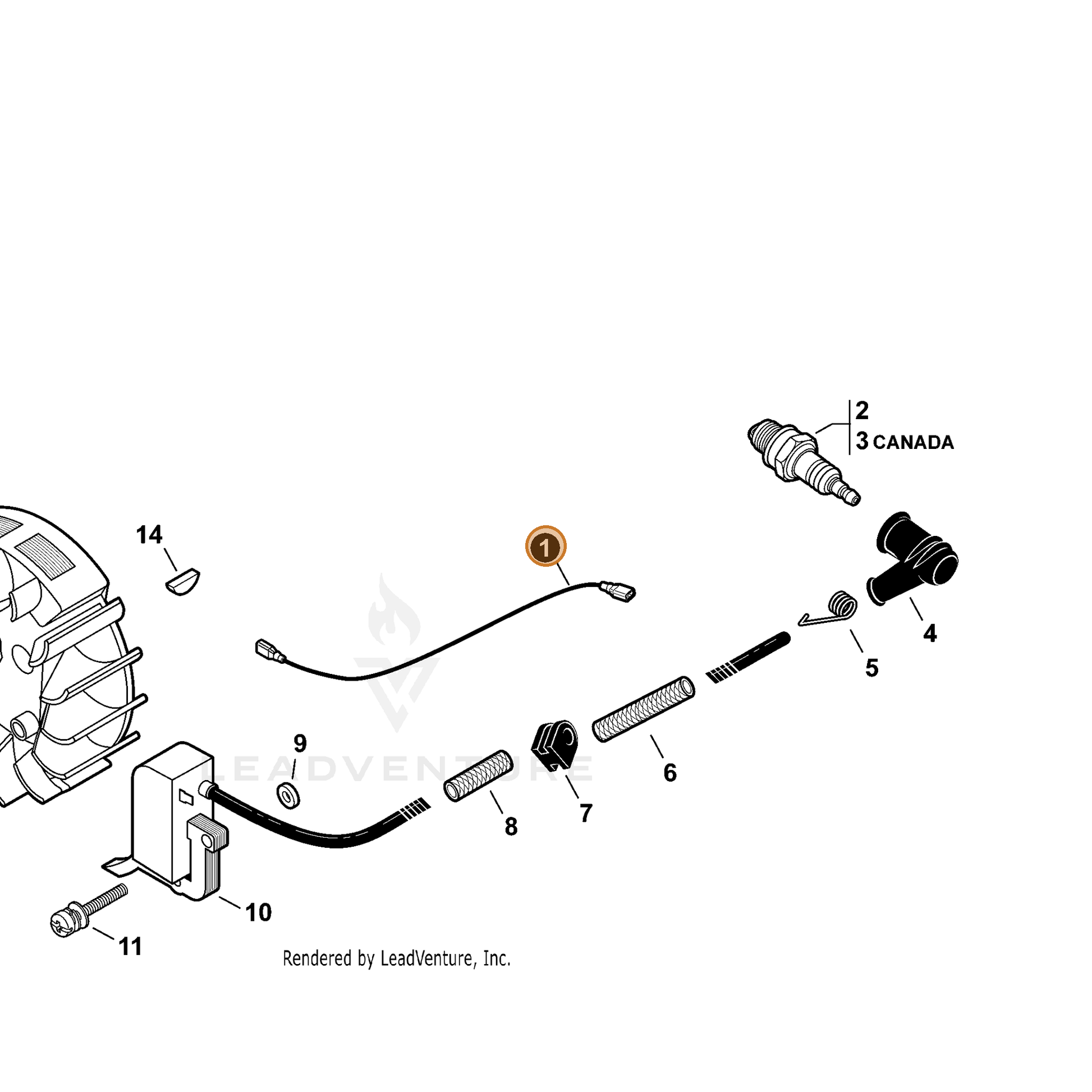 ECHO part V485000550 — IPL diagram snippet (6x zoom, amber highlight)