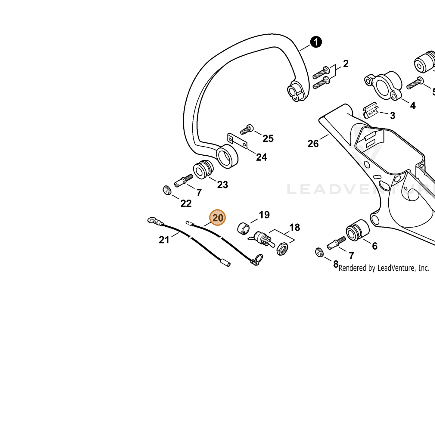 ECHO part V485000571 — IPL diagram snippet (6x zoom, amber highlight)
