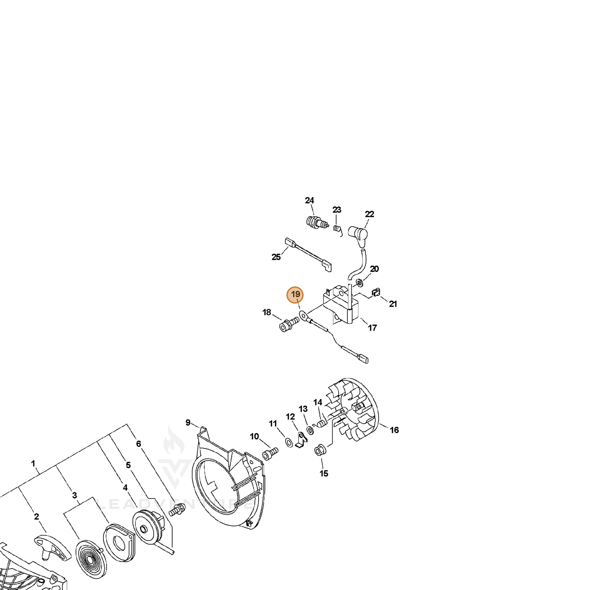 ECHO part V485000620 — IPL diagram snippet (6x zoom, amber highlight)
