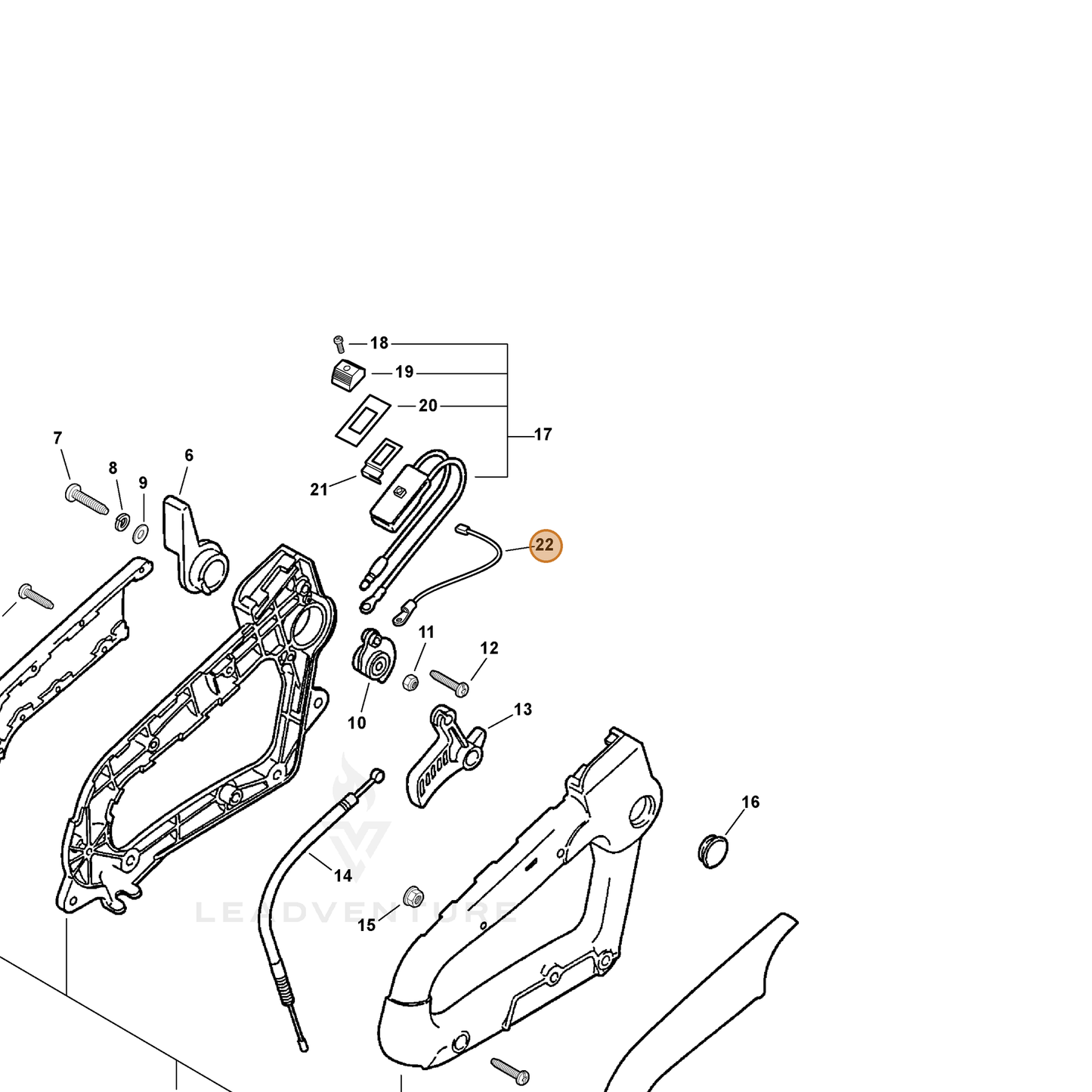 ECHO part V485000790 — IPL diagram snippet (6x zoom, amber highlight)