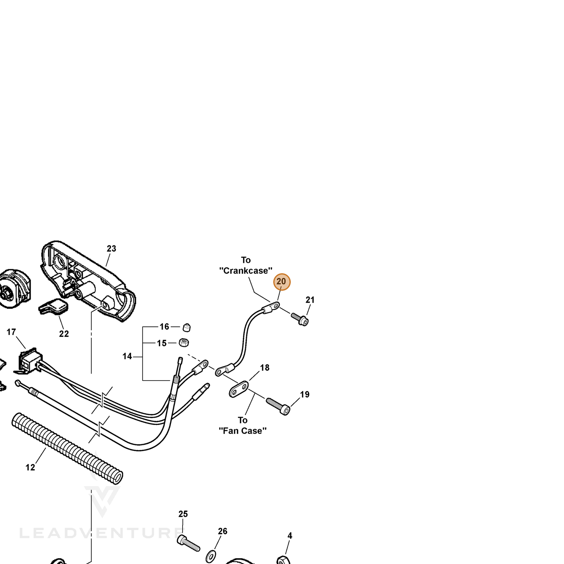ECHO part V485000800 — IPL diagram snippet (6x zoom, amber highlight)