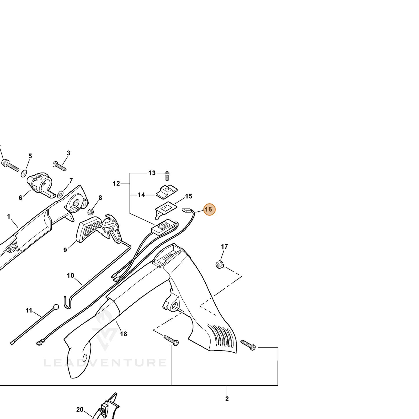 ECHO part V485000830 — IPL diagram snippet (6x zoom, amber highlight)