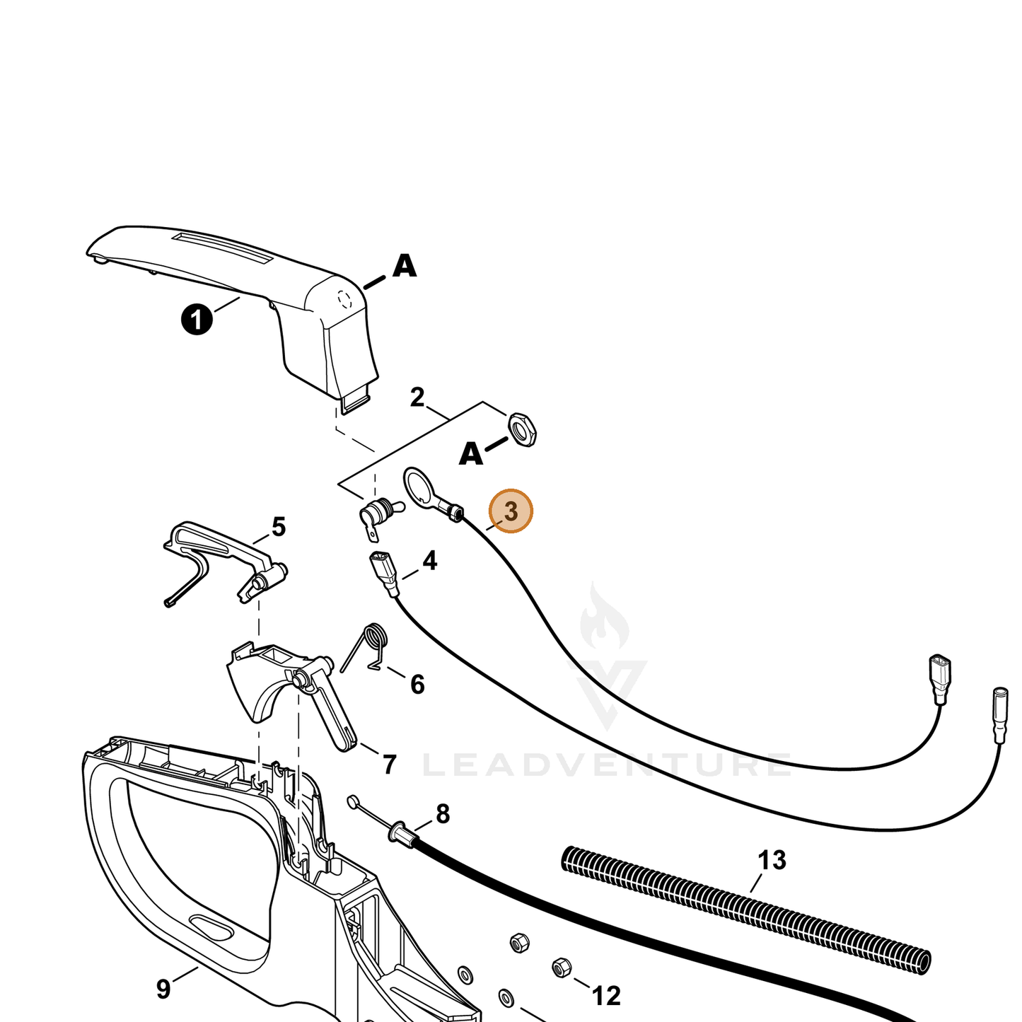 ECHO part V485001110 — IPL diagram snippet (6x zoom, amber highlight)